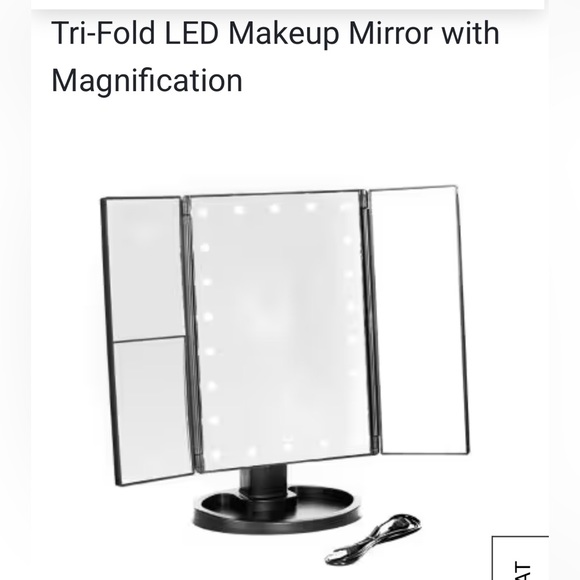 Tri-fold Makeup Mirror by Idea works, new in box, black - Picture 5 of 8